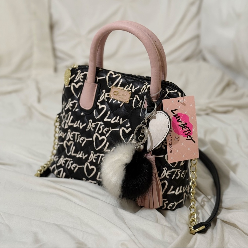 Betsey Johnson Black and Pink Satchel
